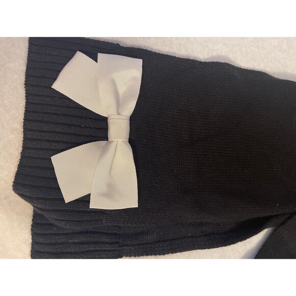 Kate Spade New York Black White Bow 76 x 9 Designer Winter Knit Women's Scarf - Picture 3 of 5